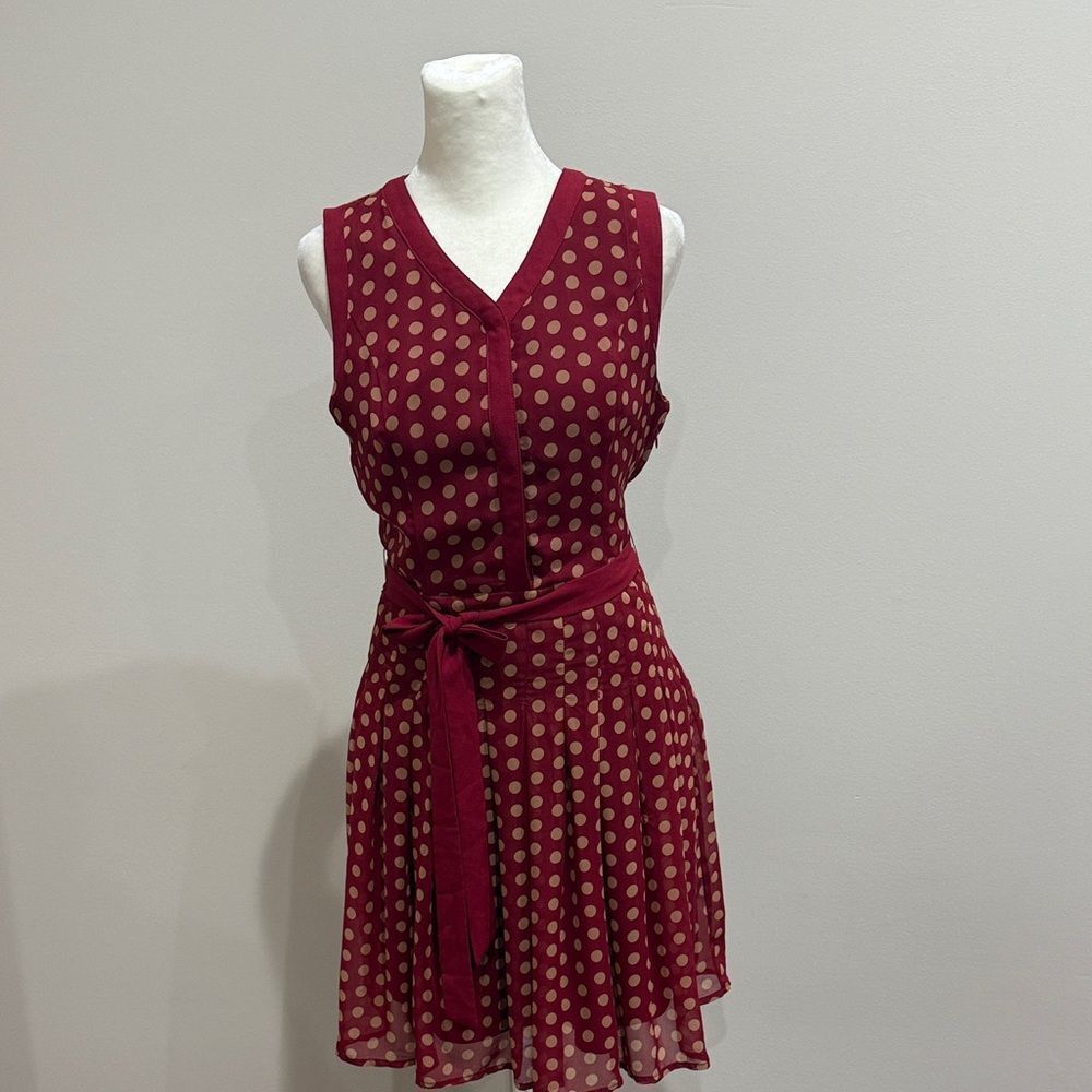 Elsy Mini Polka Dot Sleeveless Dress - Red Size Small